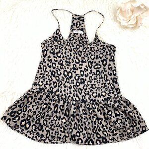 Newbury Kustom Anthropologie Animal/Leopard/Cheetah Print Peplum Tank Women's M